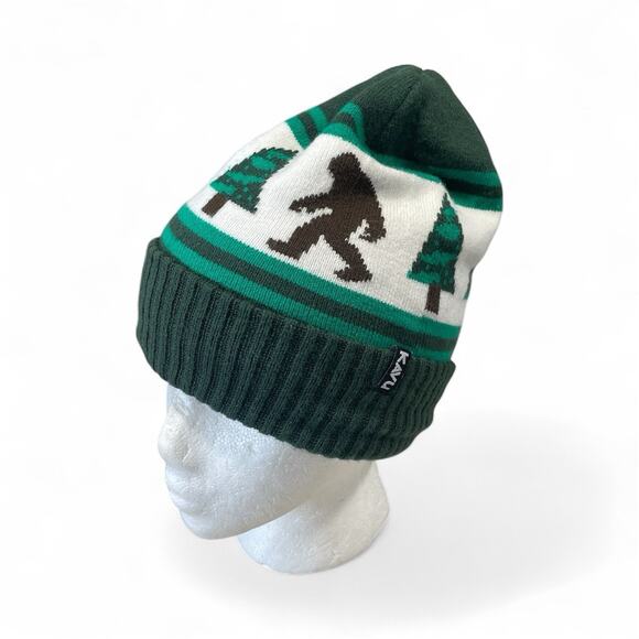 Kavu Sasquatch In The Woods Green Knit Winter Beanie Cap Snowboard, Cold Weather - Picture 1 of 11